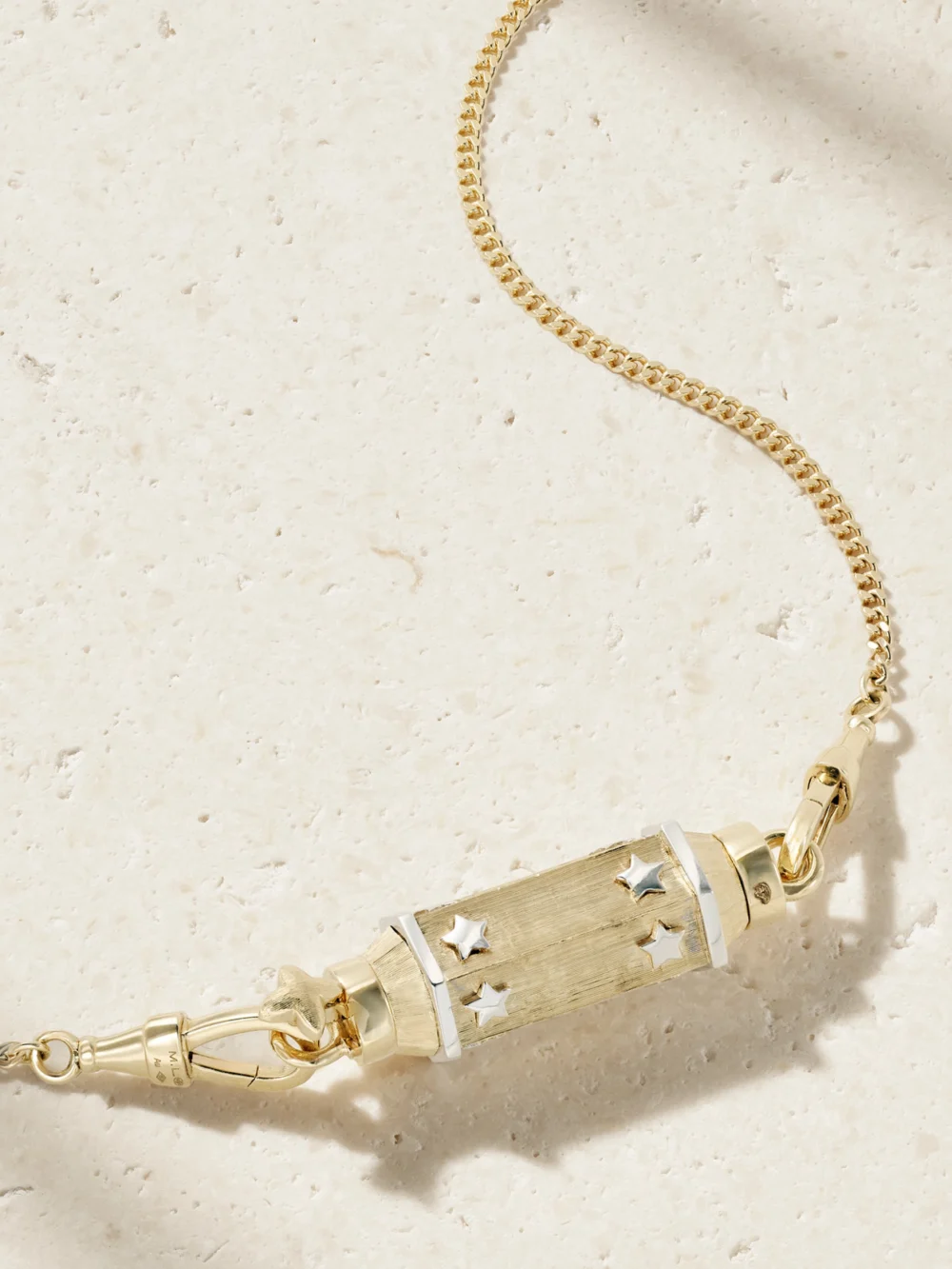 Marie Lichtenberg Star Baby Locket 18-karat Yellow and White Gold Necklace