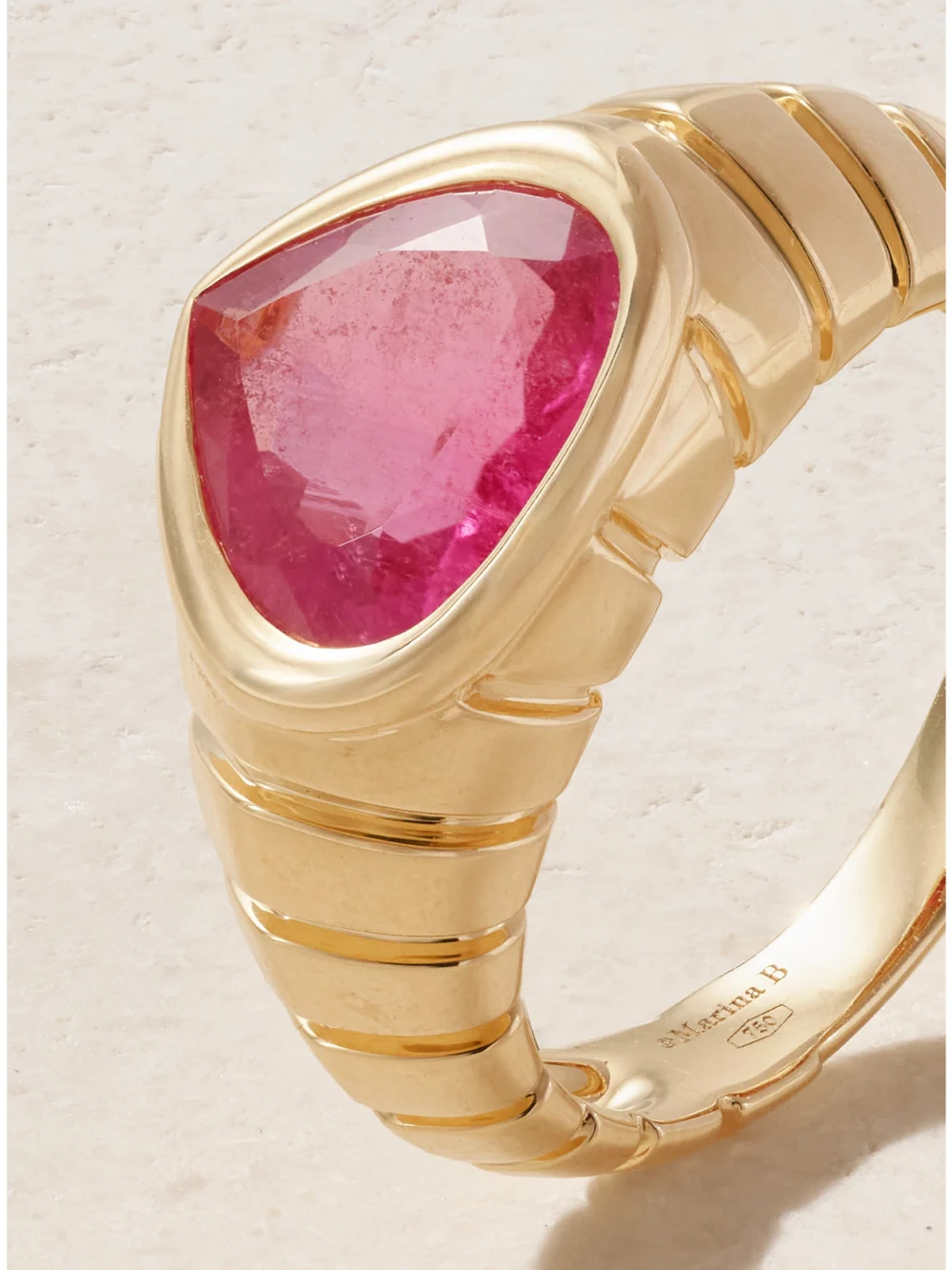 Close-up detail of the Marina B 18-karat Gold Rubellite Ring