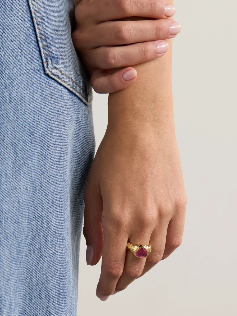 Marina B 18-karat Gold Rubellite Ring, styled view