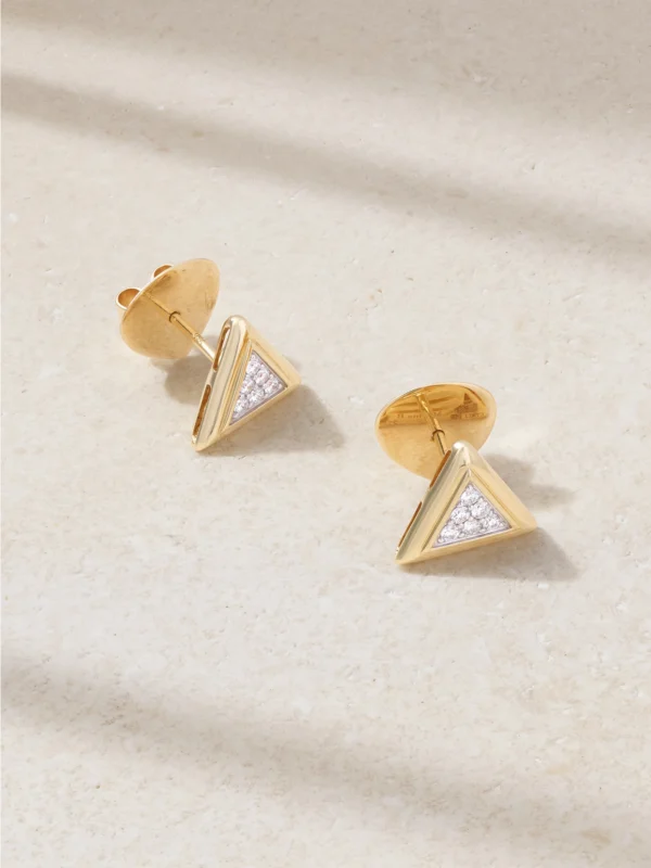 Marina B Triangolini 18-karat Yellow and White Gold Diamond Earrings