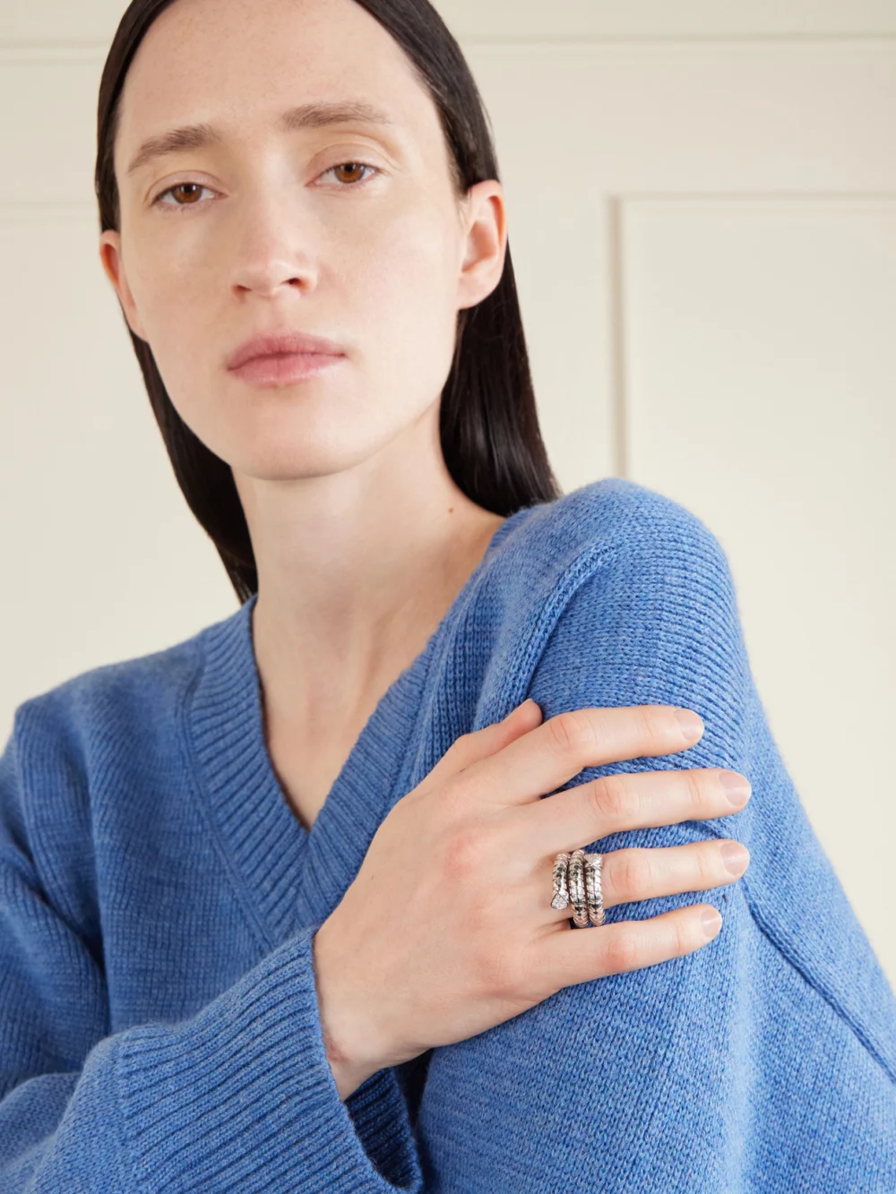 Marina B Trisola 18-karat White Gold Diamond Ring, styled view