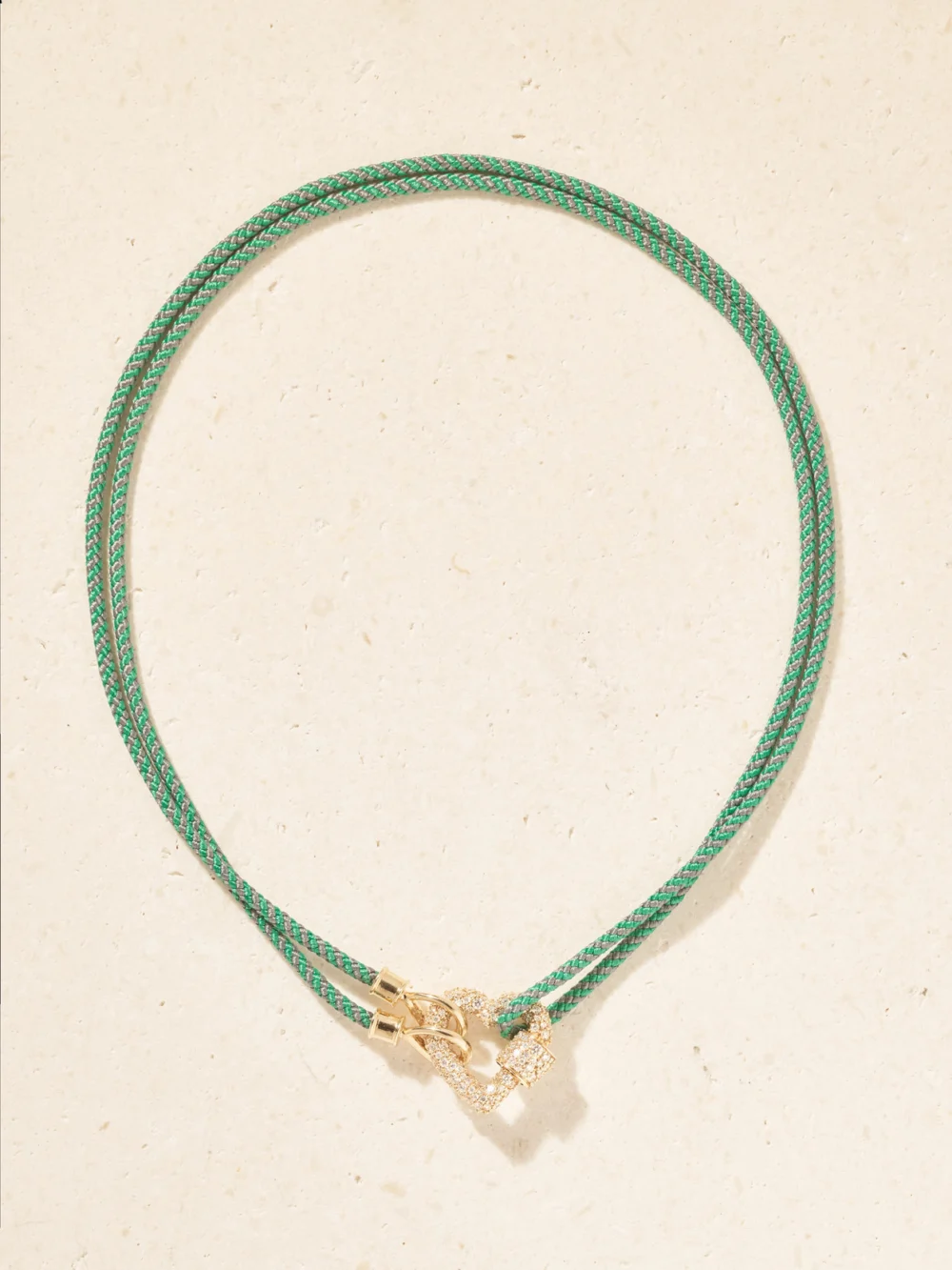 Close-up detail of the Marla Aaron 14-karat Gold, Diamond and Cord Necklace