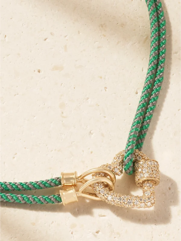 Marla Aaron 14-karat Gold, Diamond and Cord Necklace