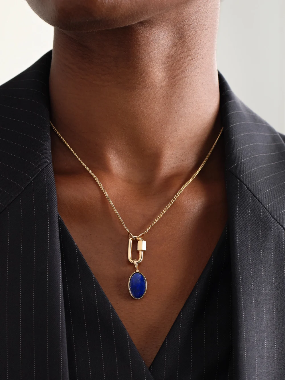 Marla Aaron 14-karat Gold Lapis Lazuli Pendant, styled view