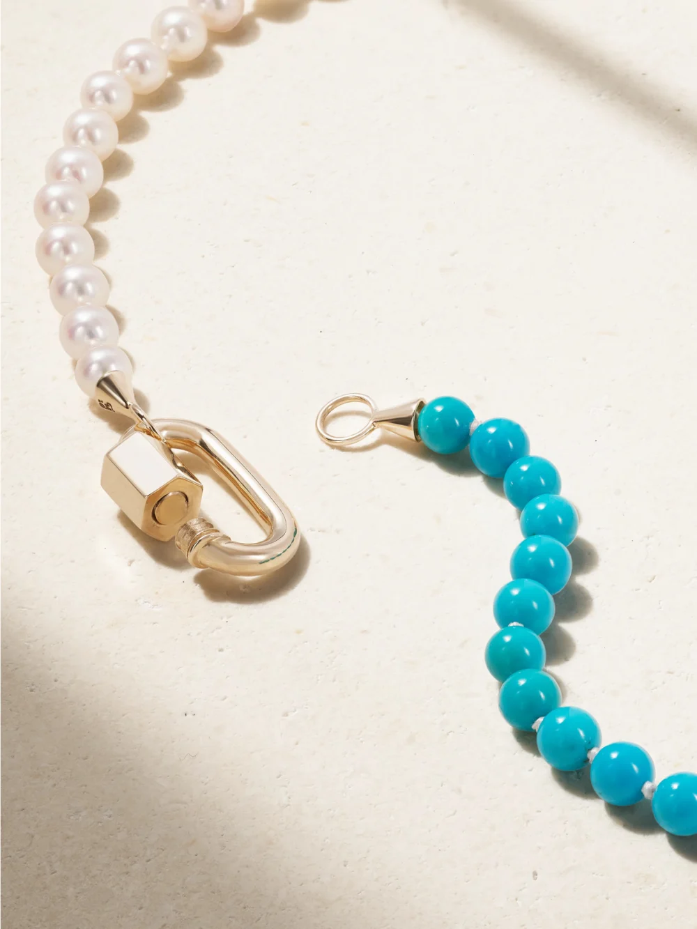 Back view of the Marla Aaron 14-karat Gold, Turquoise and Pearl Necklace