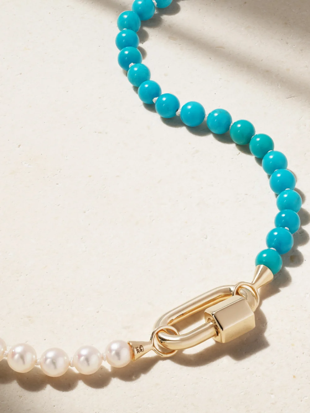 Marla Aaron 14-karat Gold, Turquoise and Pearl Necklace