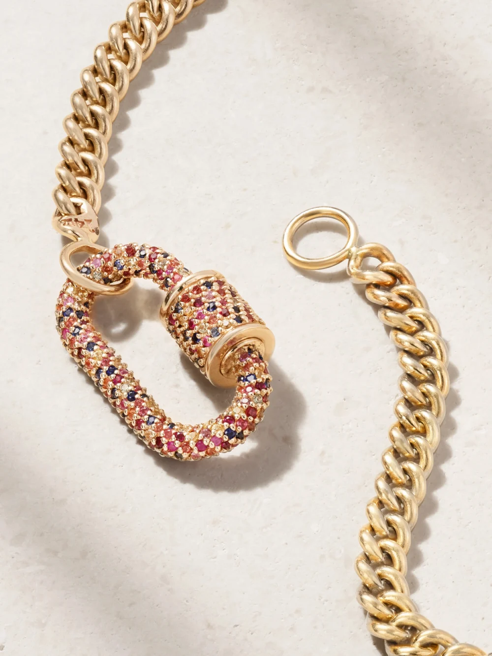 Back view of the Marla Aaron Allstone Lock 14-karat Gold Sapphire Necklace
