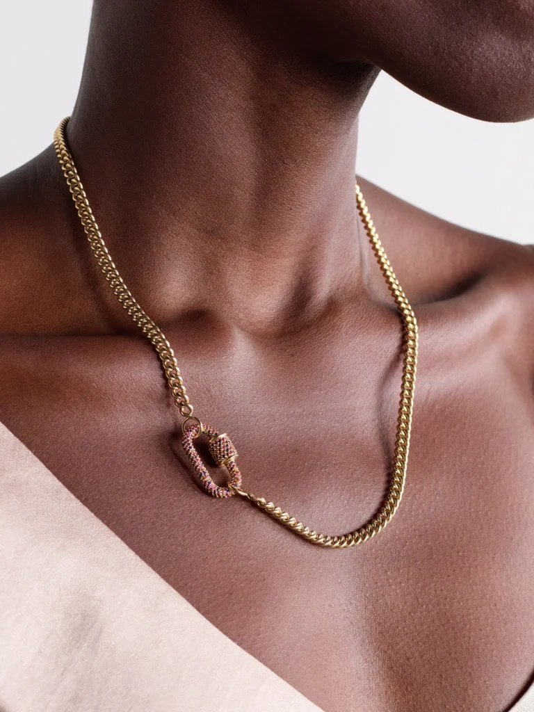 Marla Aaron Allstone Lock 14-karat Gold Sapphire Necklace