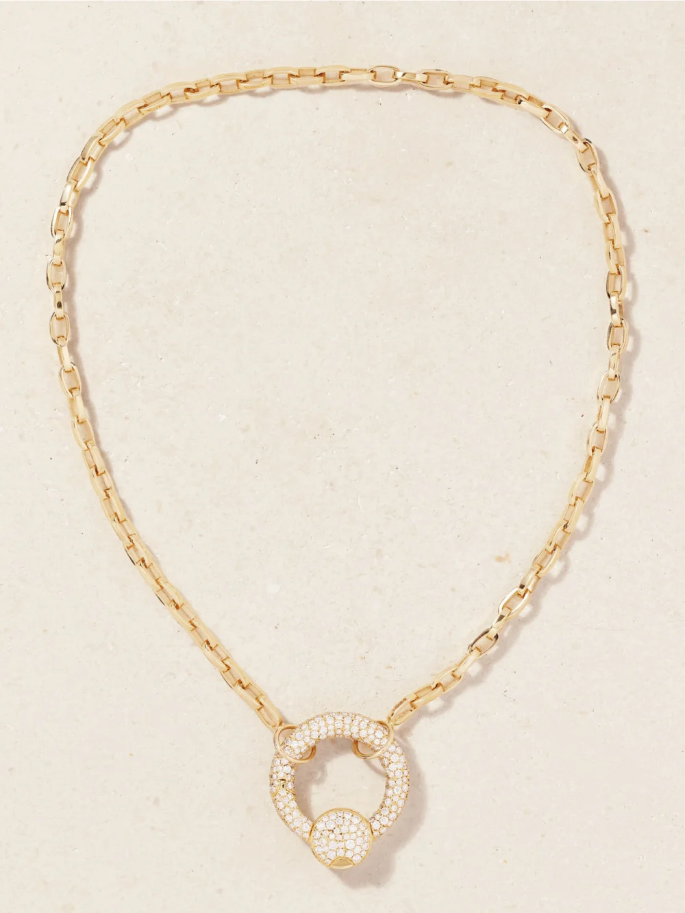 Close-up detail of the Marla Aaron Allstoned 18-karat Gold Diamond Necklace