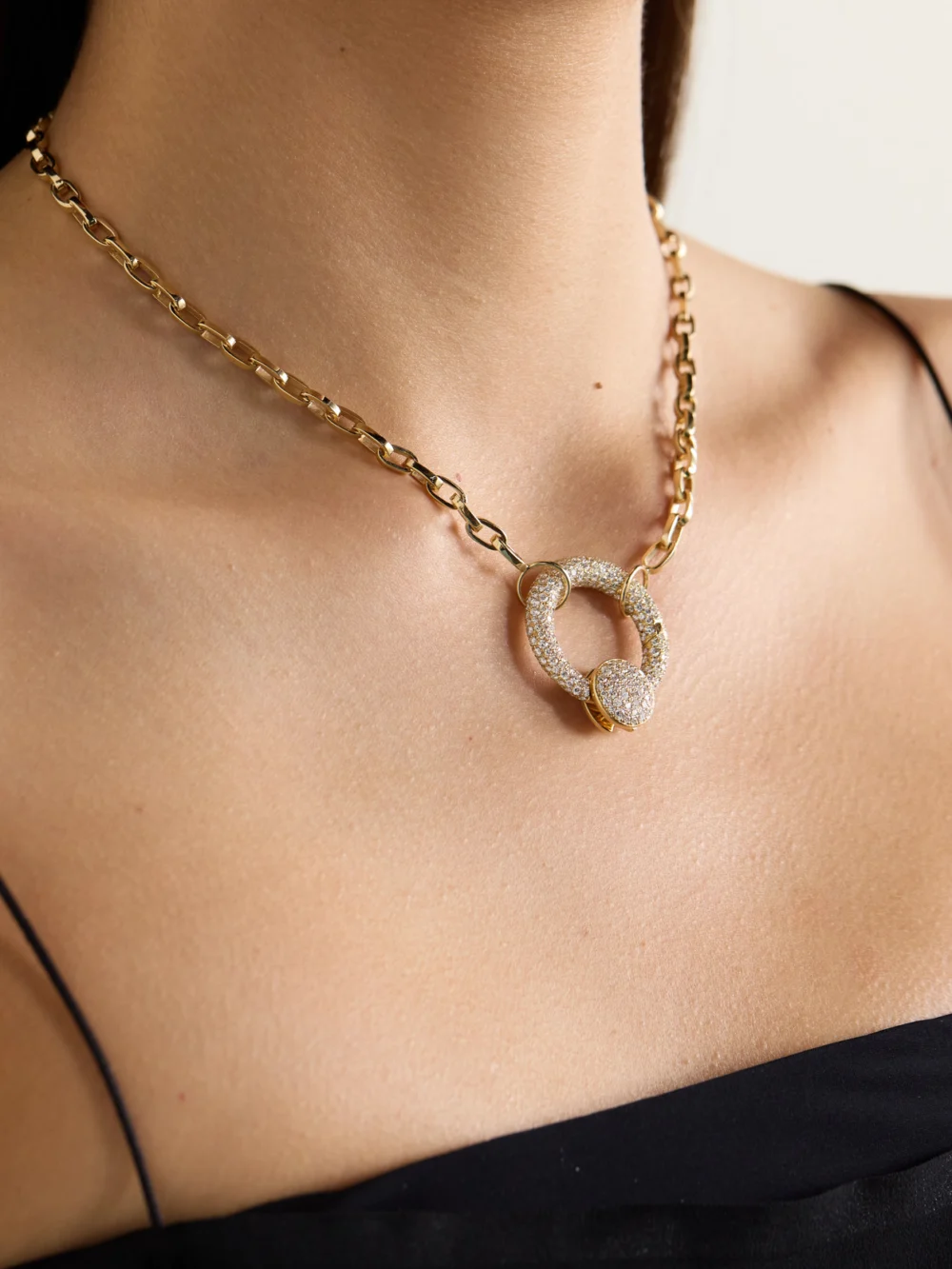 Marla Aaron Allstoned 18-karat Gold Diamond Necklace, styled view