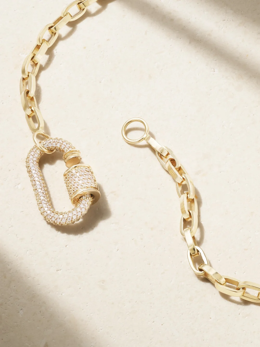 Back view of the Marla Aaron Biker Chain 14 and 18-karat Gold Diamond Necklace