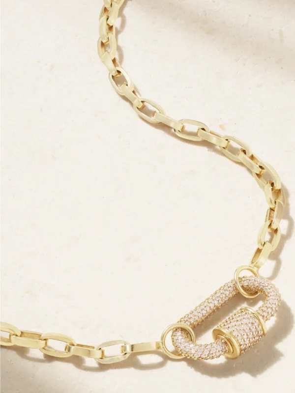 Marla Aaron Biker Chain 14 and 18-karat Gold Diamond Necklace