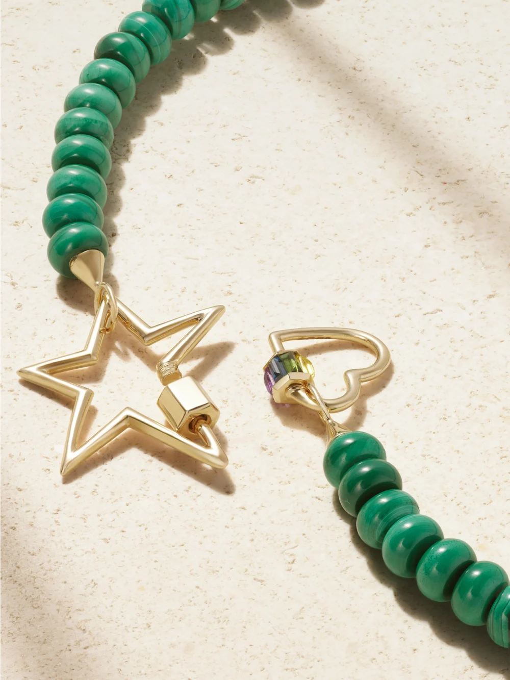 Back view of the Marla Aaron Heartlock + Starlock 14-karat Gold Multi-stone Necklace