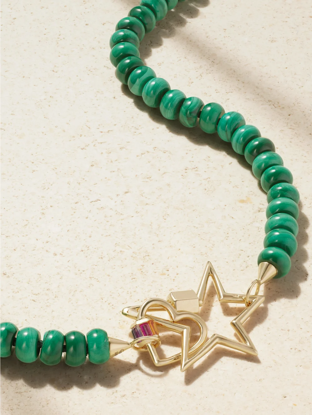 Marla Aaron Heartlock + Starlock 14-karat Gold Multi-stone Necklace in silver