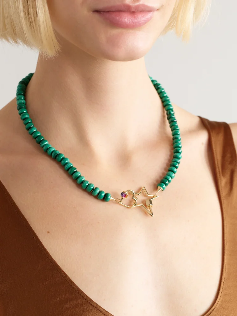 Marla Aaron Heartlock + Starlock 14-karat Gold Multi-stone Necklace