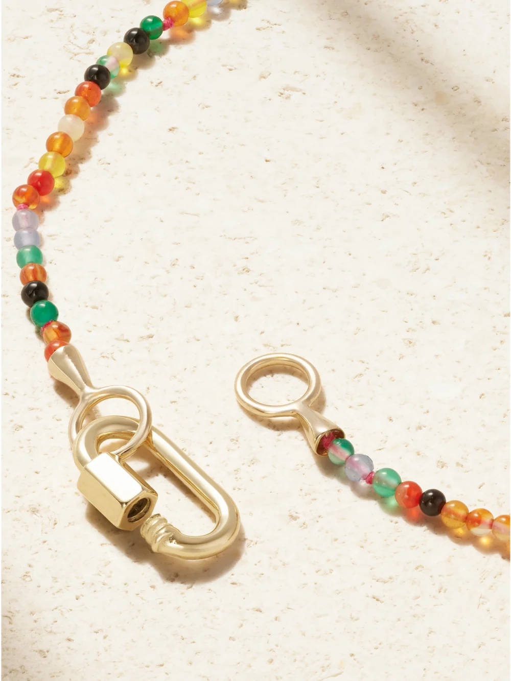Back view of the Marla Aaron Itty Bitty Strand + Babylock 14-karat Gold Agate Necklace