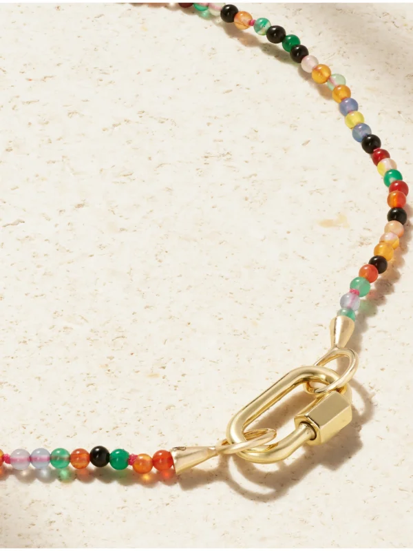 Marla Aaron Itty Bitty Strand + Babylock 14-karat Gold Agate Necklace