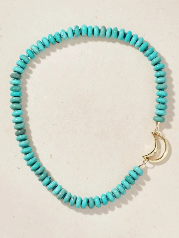 Marla Aaron Moonlock + Rondelle 18 and 14-karat Gold Turquoise Necklace