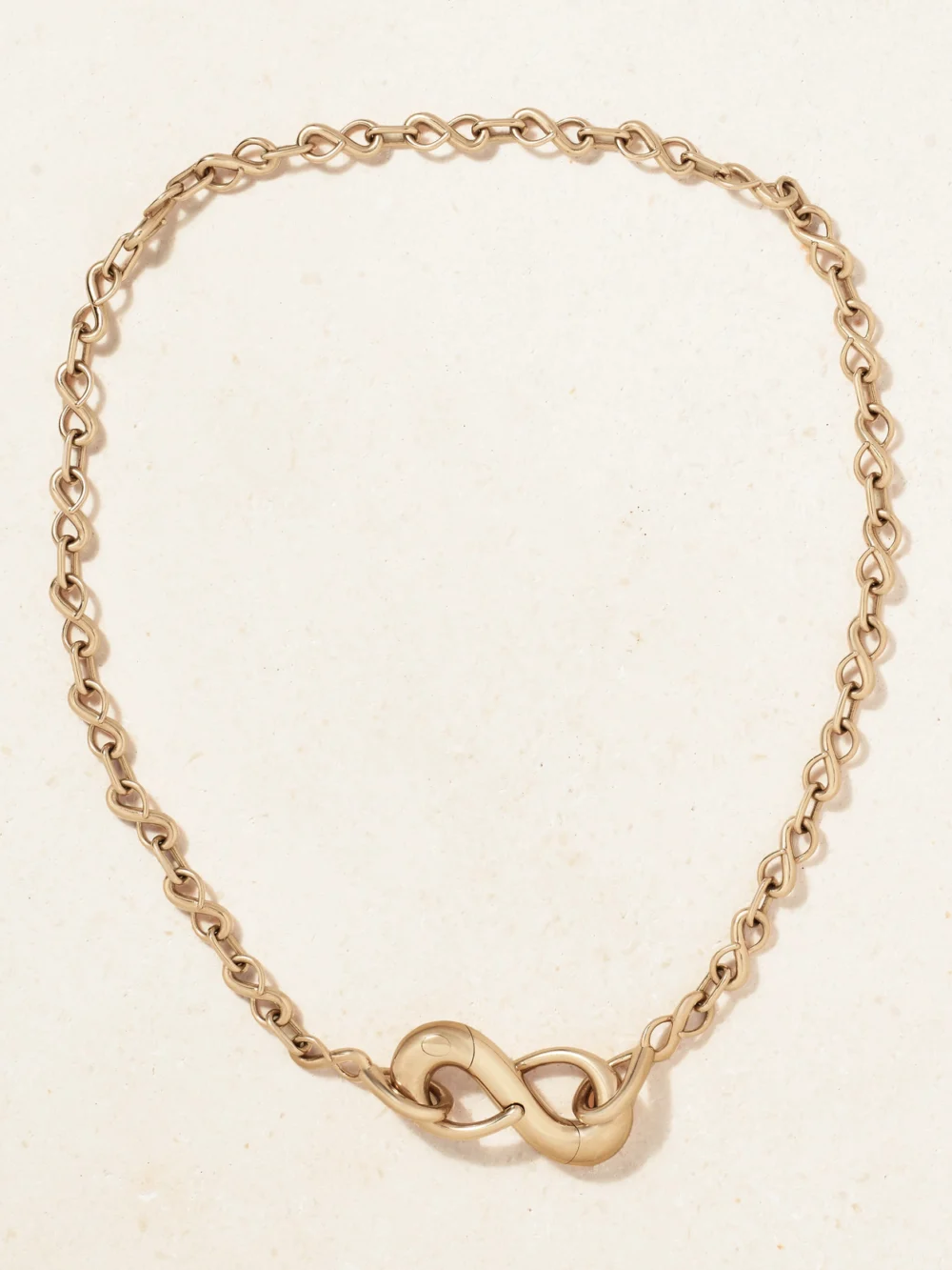 Close-up detail of the Marla Aaron Myriad Lock 18-karat Gold Necklace