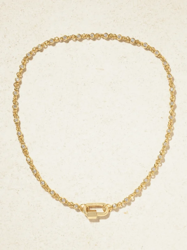 Marla Aaron Rolling Cans Chain + Chubby Babylock 18-karat Gold Diamond Necklace