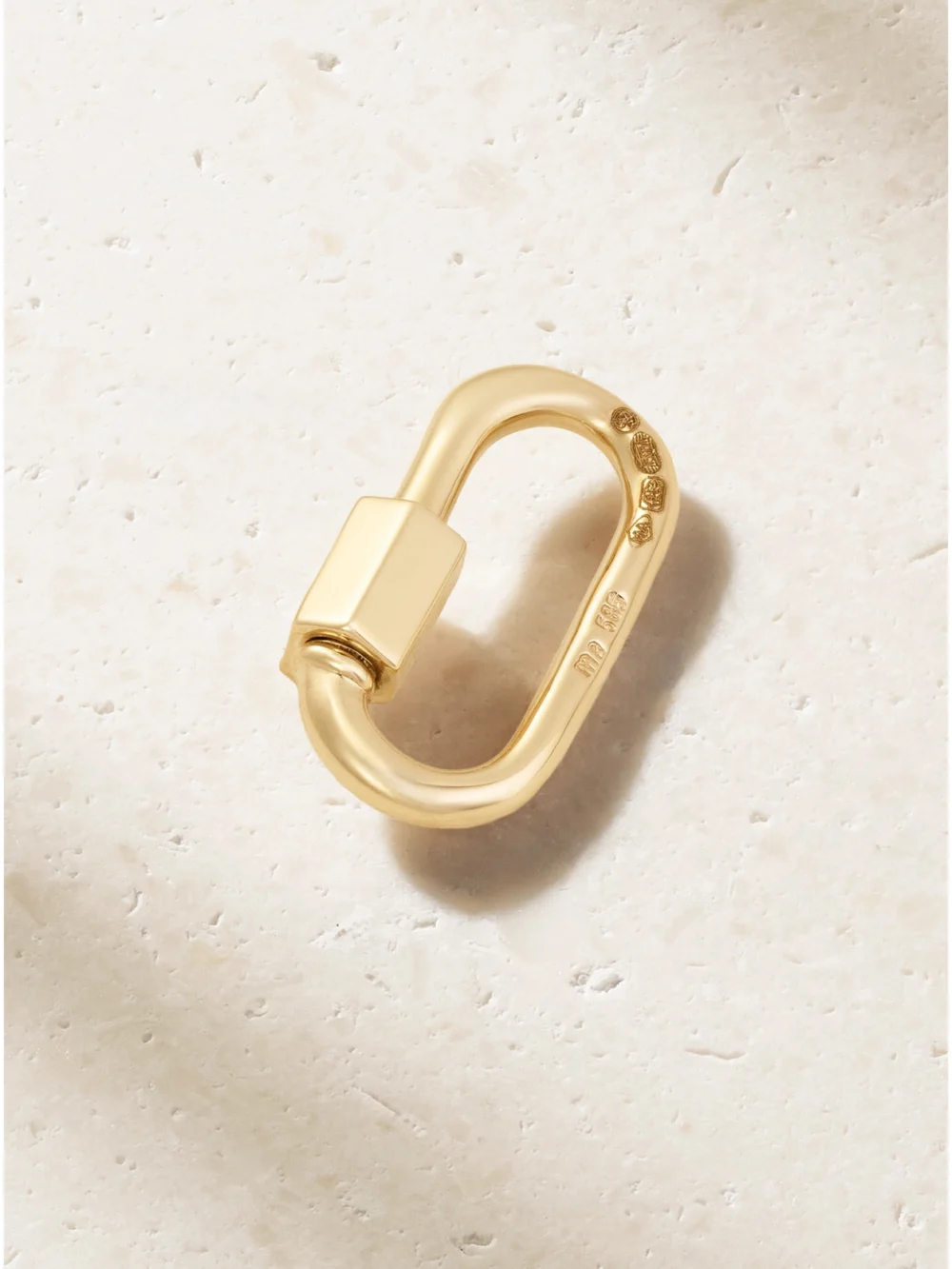 Back view of the Marla Aaron Solo Baguette Babylock 14-karat Gold Diamond Pendant
