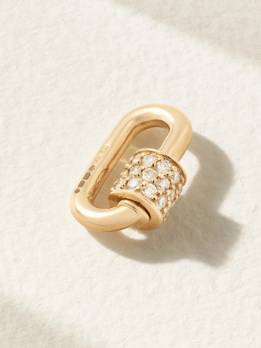 Back view of the Marla Aaron Stoned Chubby Babylock 14-karat Gold Diamond Pendant