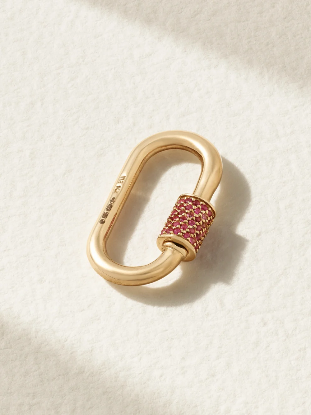 Back view of the Marla Aaron Stoned Medium Lock 14-karat Gold Sapphire Pendant