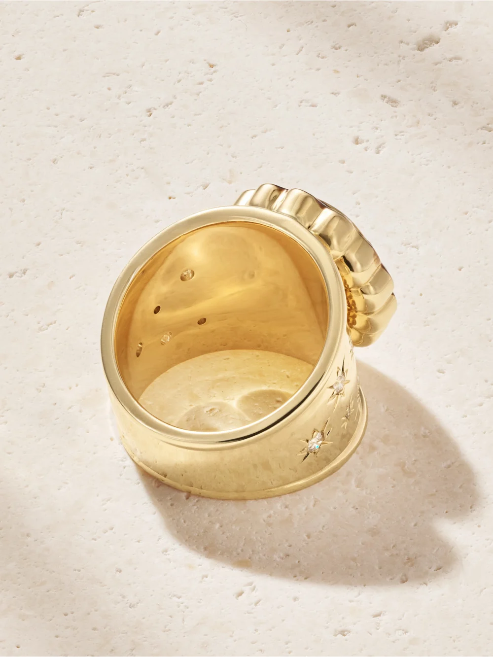 Back view of the Marlo Laz Alix Cigar 14-karat Gold, Aquamarine and Diamond Ring
