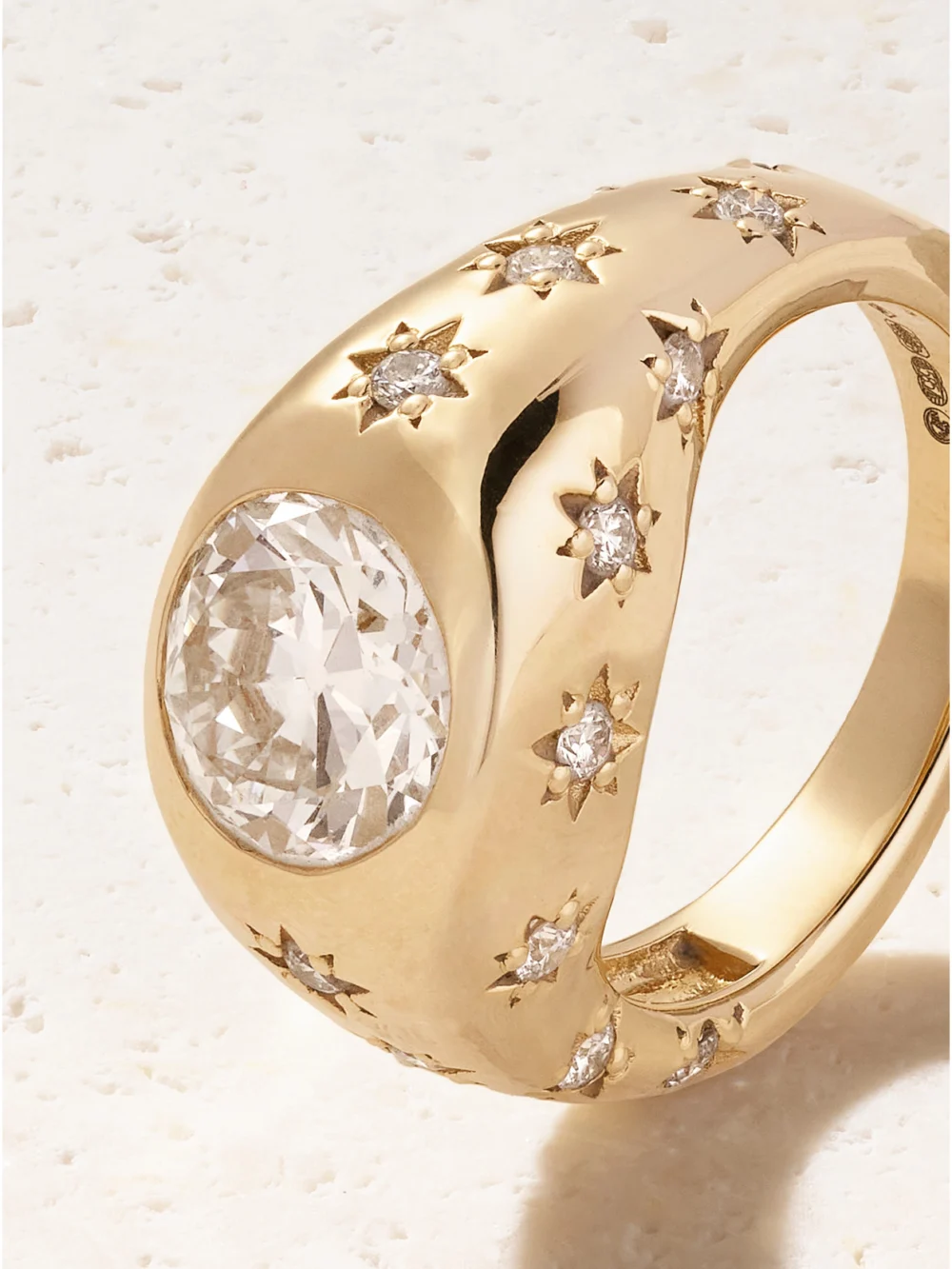 Close-up detail of the Marlo Laz Disco 14-karat Gold Diamond Ring