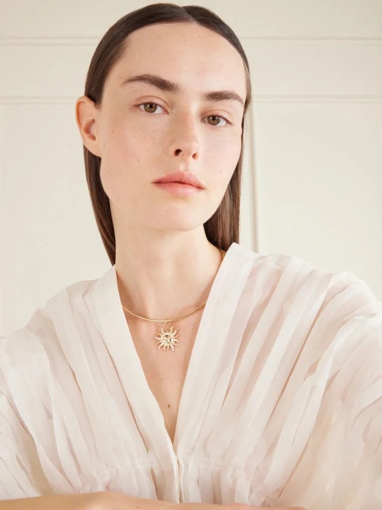Marlo Laz El Sol 14-karat Gold Diamond Pendant Necklace