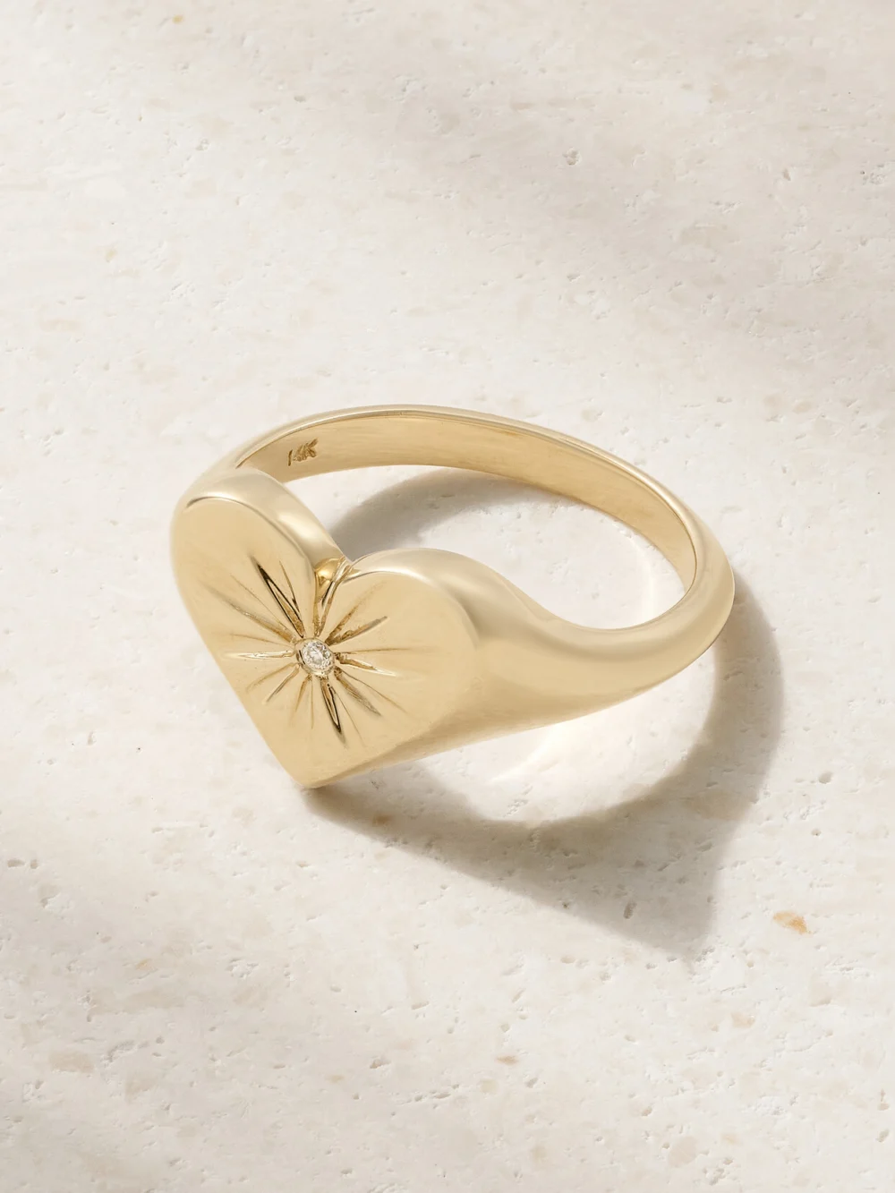 Marlo Laz Heart 14-karat Gold Diamond Signet Ring in 5