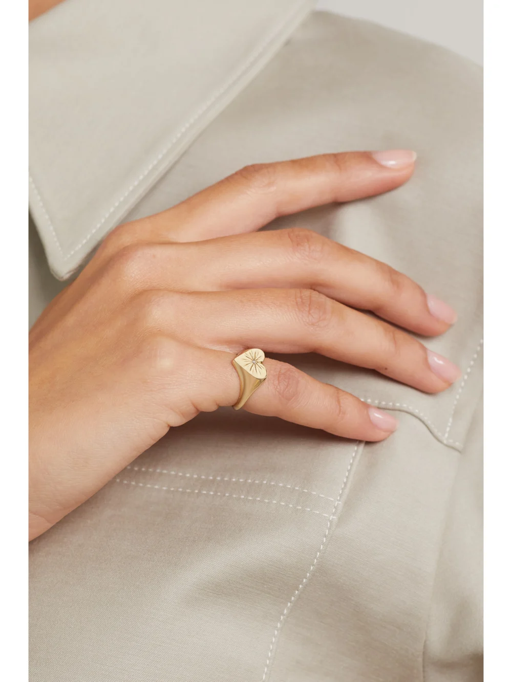 Marlo Laz Heart 14-karat Gold Diamond Signet Ring, styled view