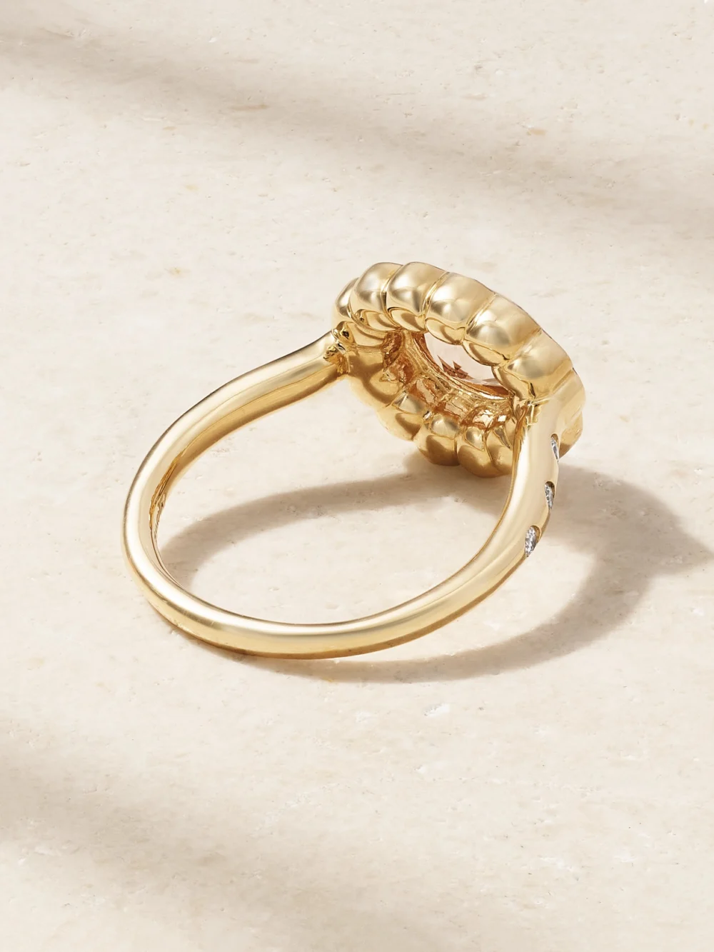 Back view of the Marlo Laz Lexie 18-karat Gold, Morganite and Diamond Ring