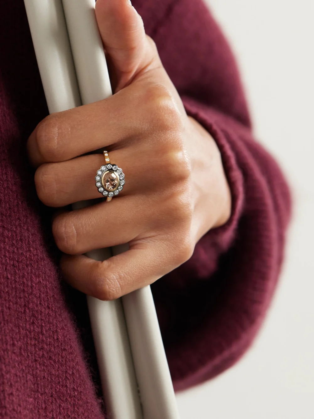 Marlo Laz Lexie 18-karat Gold, Morganite and Diamond Ring, styled view