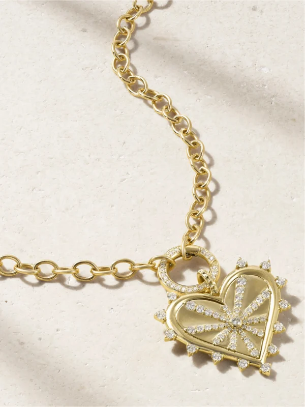 Marlo Laz Small Spiked Pavé 14-karat Gold Diamond Necklace