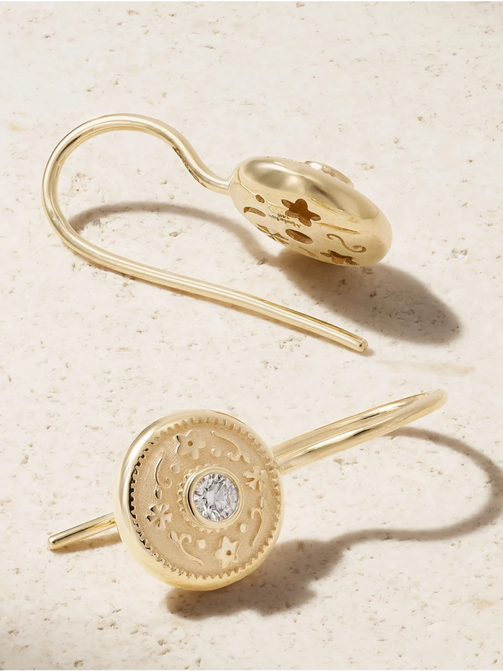 Back view of the Marlo Laz Southwestern Lasso 14-karat Gold Diamond Earrings