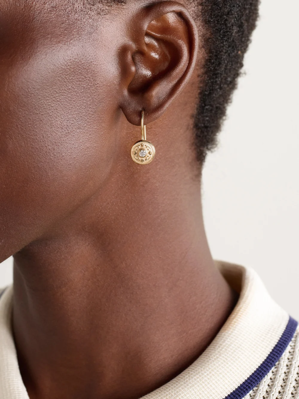 Marlo Laz Southwestern Lasso 14-karat Gold Diamond Earrings, styled view