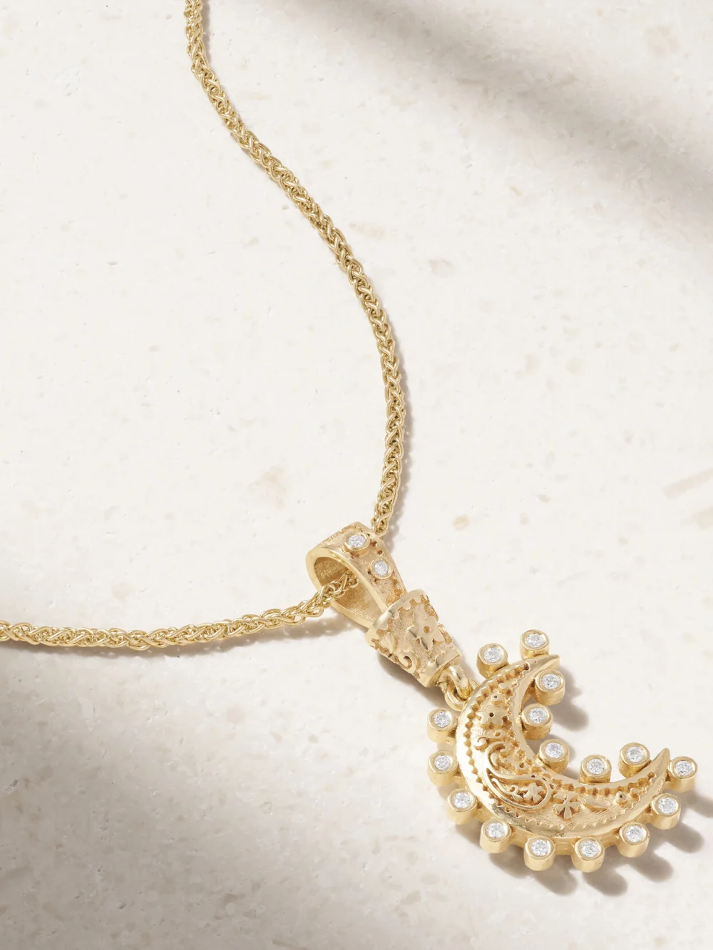 Marlo Laz Southwestern Moon 14-karat Gold Diamond Necklace