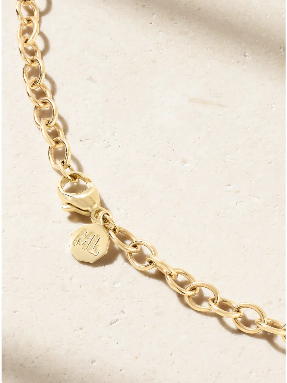 Back view of the Marlo Laz Starburst 14-karat Gold, Rhodium-plated, Diamond and Garnet Necklace
