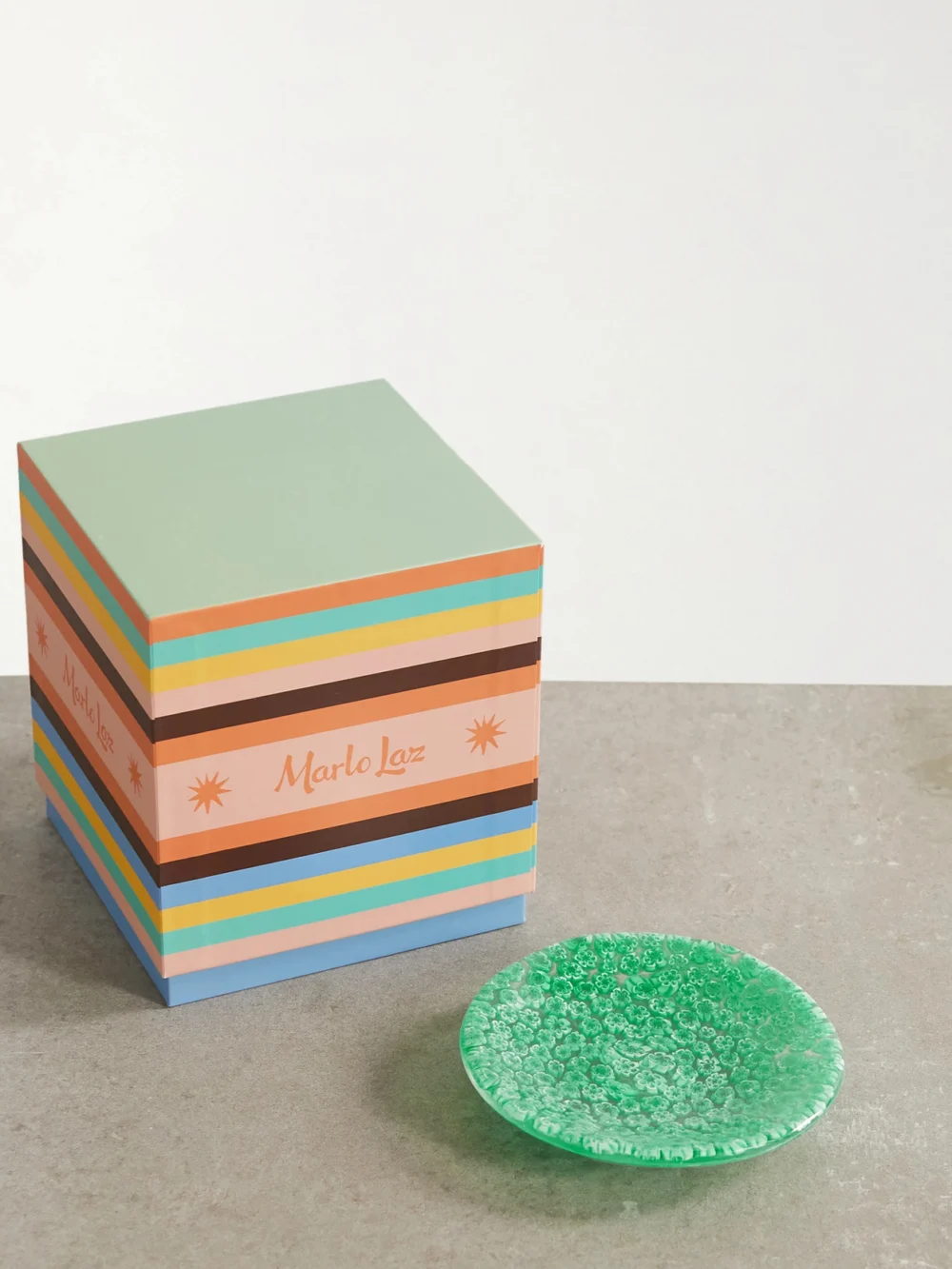 Back view of the Marlo Laz Stella Mare Seafoam Glass Dish