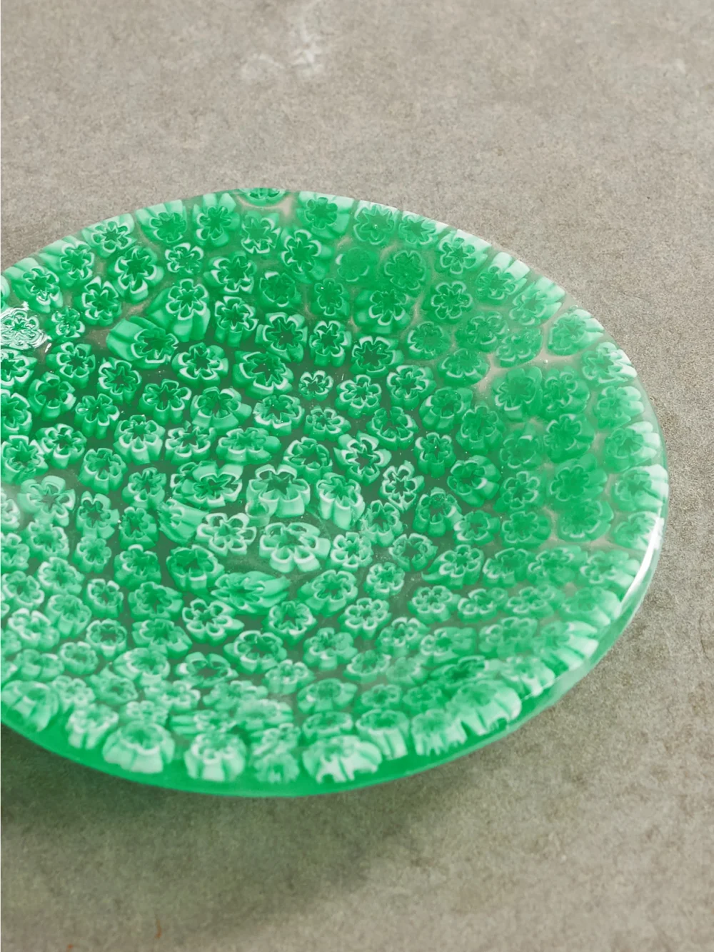 Close-up detail of the Marlo Laz Stella Mare Seafoam Glass Dish