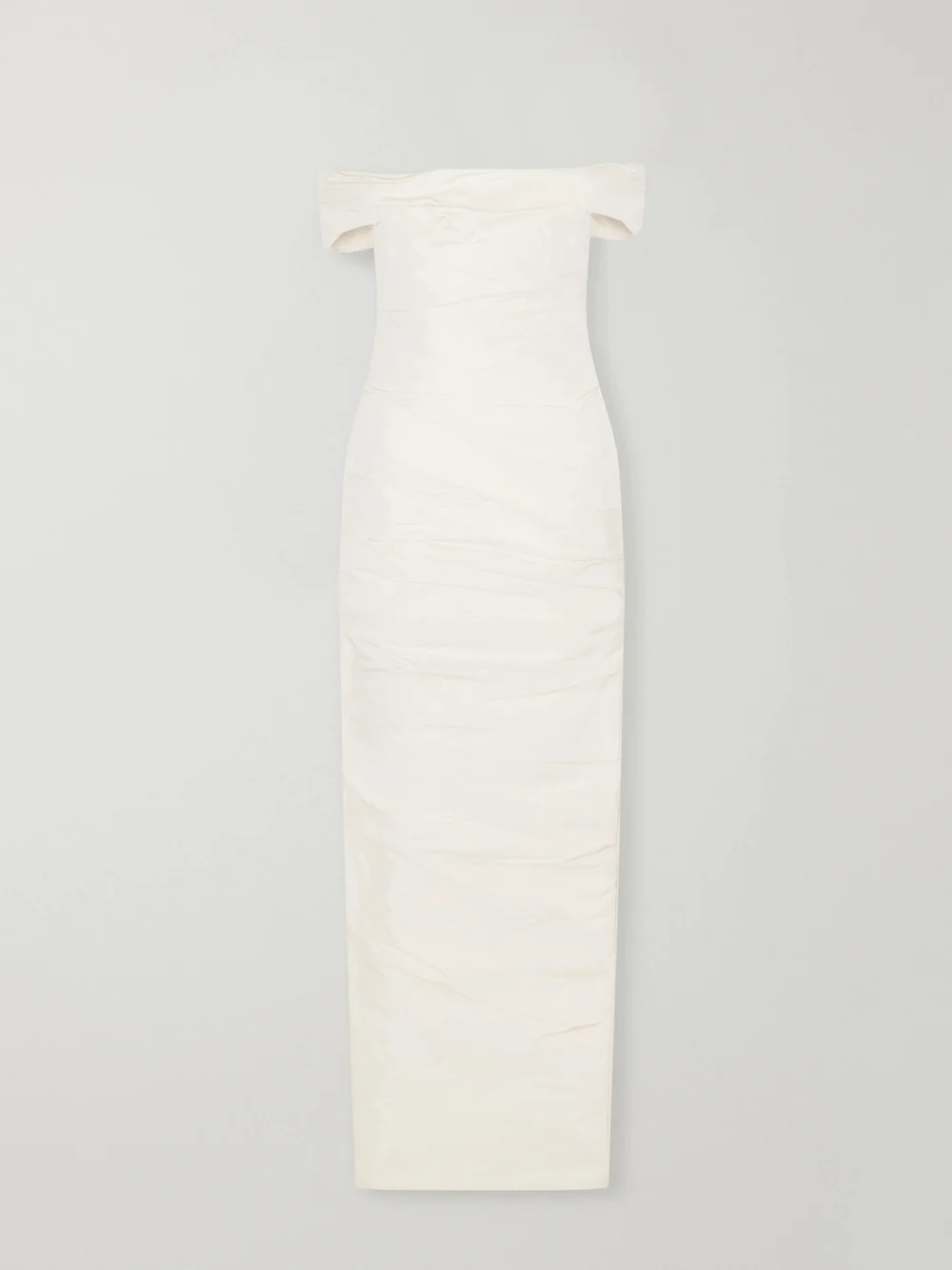 Marmar Halim Off-the-shoulder Draped Duchess-satin Bustier Gown in white