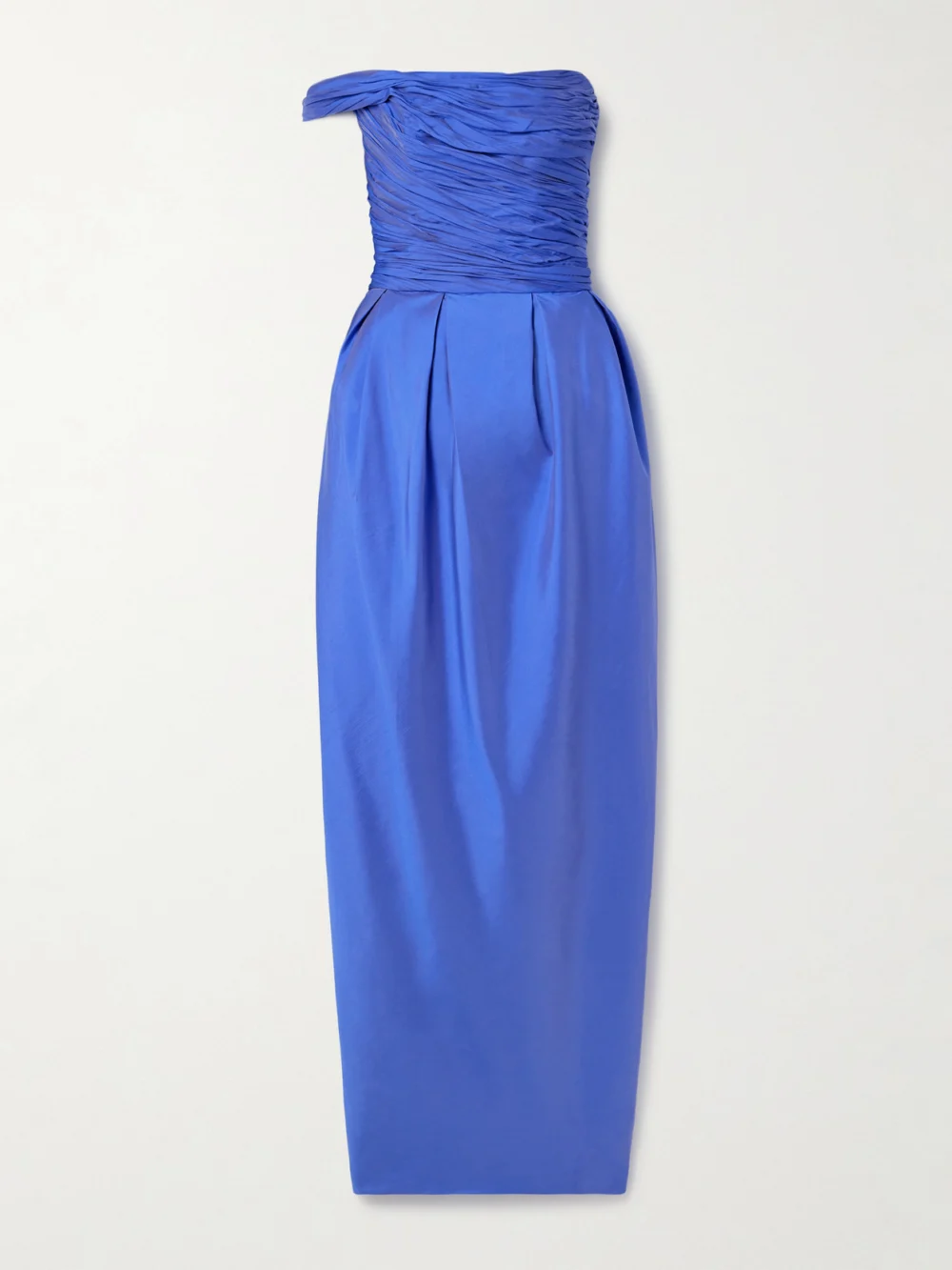 Marmar Halim One-shoulder Gathered Plissé-taffeta Gown in blue