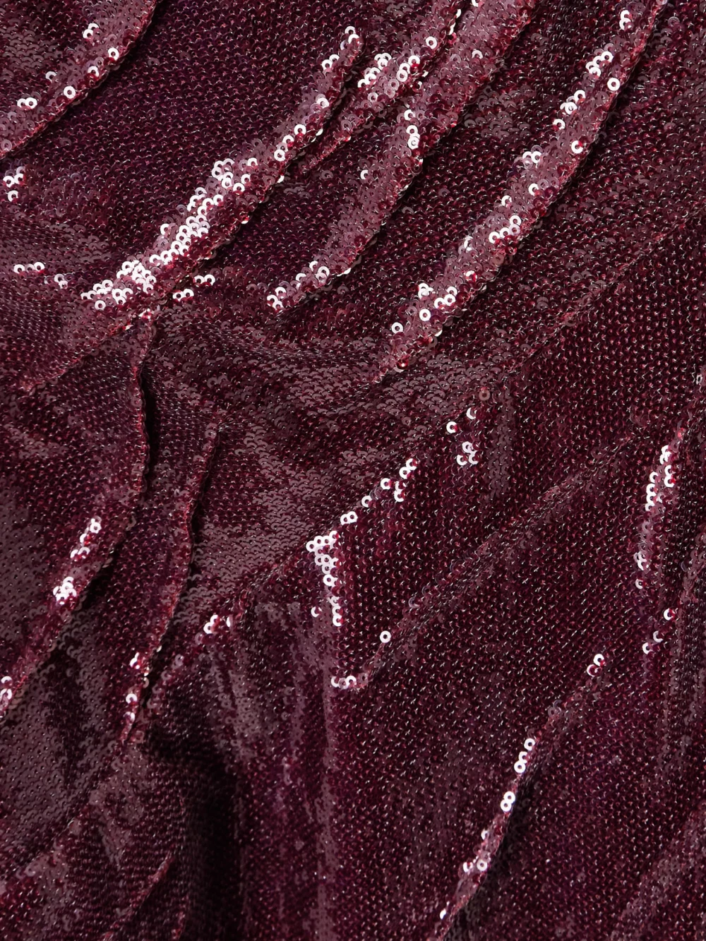 Close-up detail of the Marmar Halim One-shoulder Ruched Sequined Crepe Gown