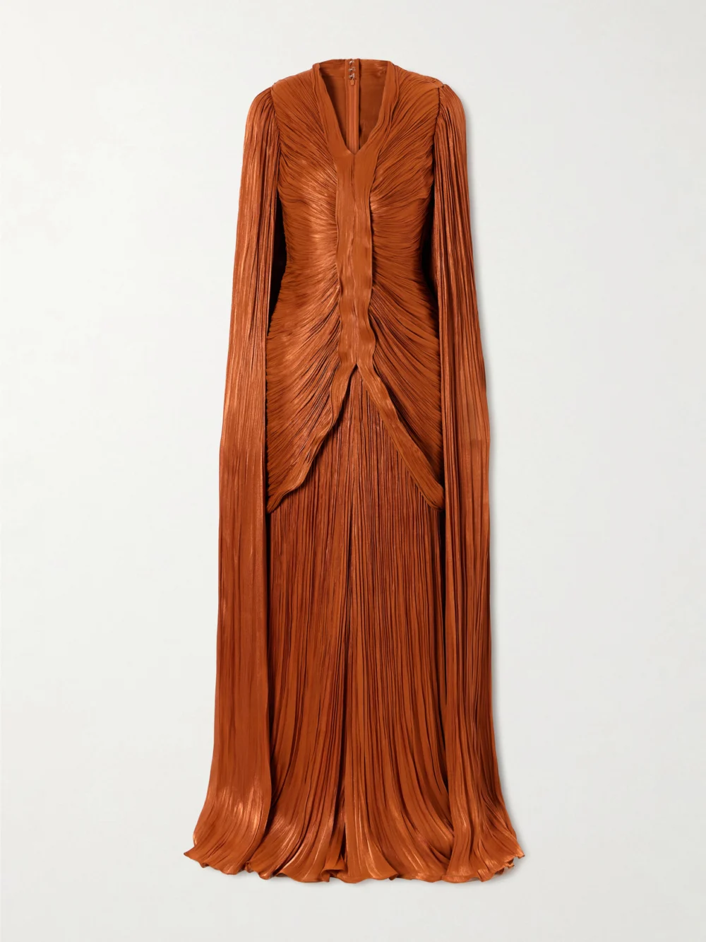 Marmar Halim Pleated Ruched Satin Gown in brown