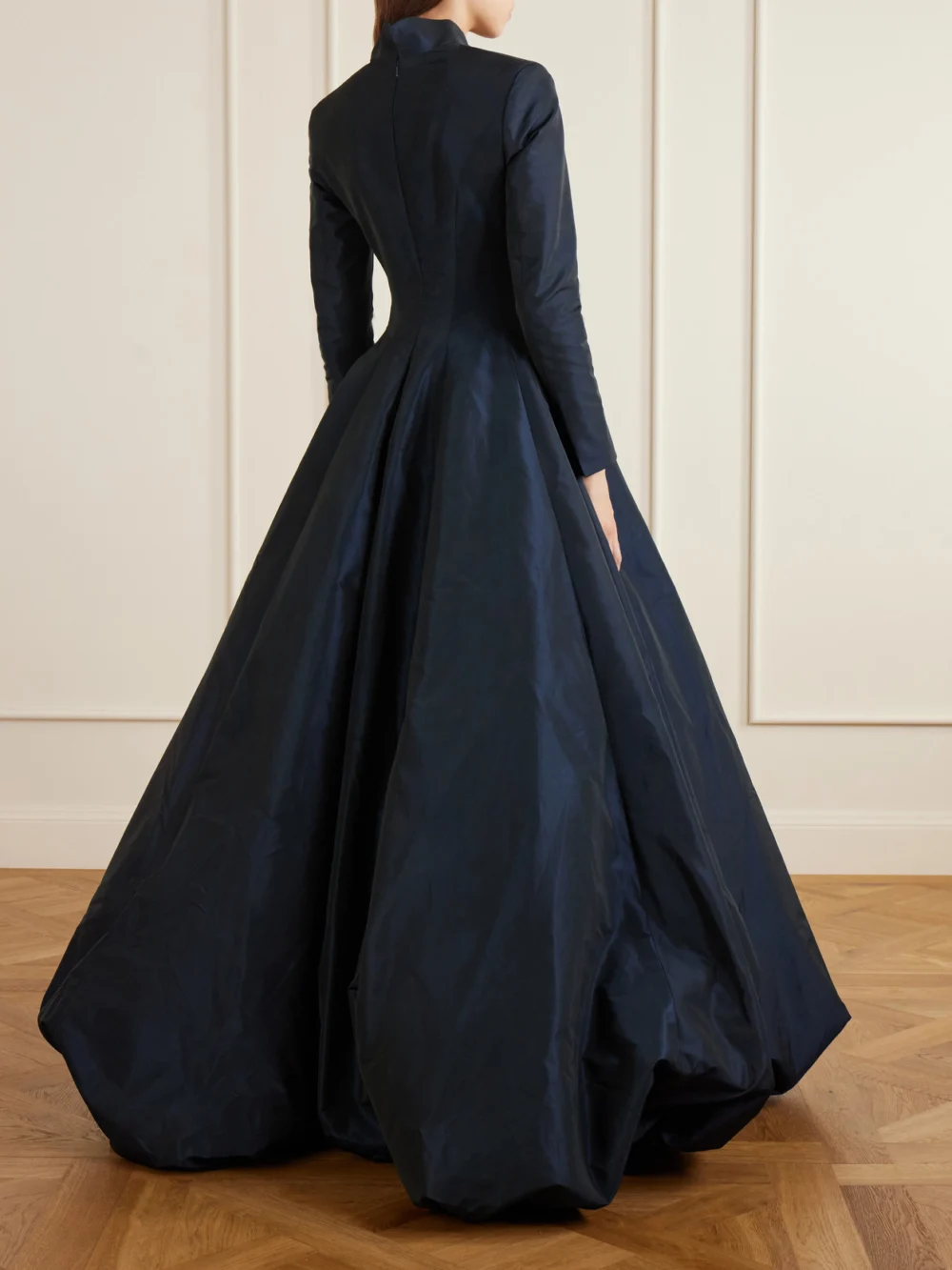 Back view of the Marmar Halim Pleated Taffeta Gown