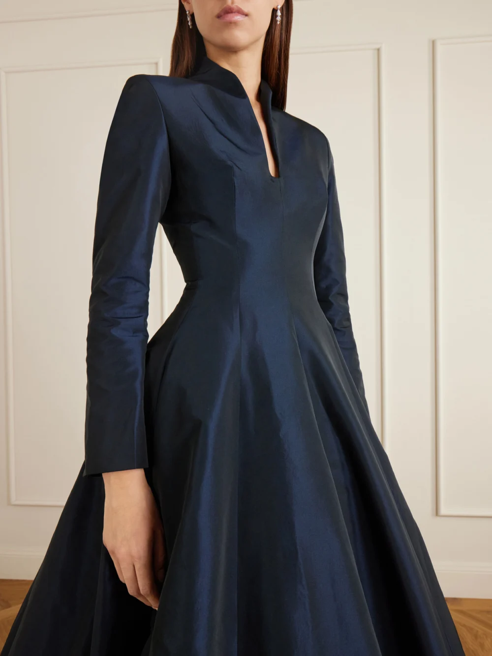 Close-up detail of the Marmar Halim Pleated Taffeta Gown