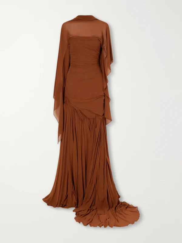 Marmar Halim Scarf-detailed Georgette Gown