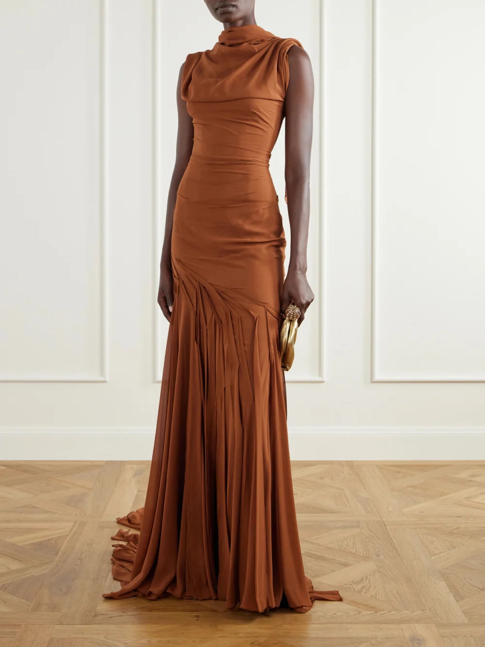 Marmar Halim Scarf-detailed Georgette Gown, worn by a model
