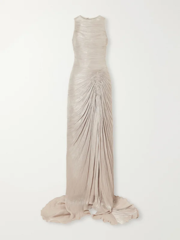 Marmar Halim Sleeveless Gathered Pleated Chiffon Gown
